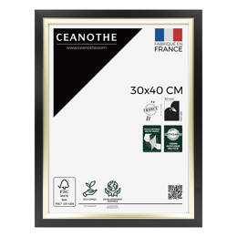 Cadre Photo Actual Noir 30x40 cm en résine recyclée - Cadre avec Verre Acrylique pour Photo, Affiche et Poster - Fabriqué en France - Ceanothe