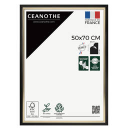 Cadre Photo Actual Noir 50x70 cm en résine recyclée - Cadre avec Verre Acrylique pour Photo, Affiche et Poster - Fabriqué en France - Ceanothe