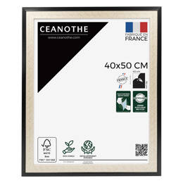 Cadre photo Palma noir 40x50 cm et 40x50 cm - Pour photo et poster A3 - Verre acrylique - Fabriqué en France - Ceanothe