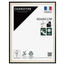 Cadre photo Palma noir 60x80 cm et 60x80 cm - Pour photo et poster A2 et Affiche Poster - Verre acrylique - Fabriqué en France - Ceanothe