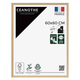 Cadre Photo Tara robuste 60x80 cm  en bois de chêne FSC – Cadre avec Verre Acrylique pour Photo, Affiche et Poster  - Fabriqué en France - Ceanothe