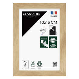 Cadre Photo Alba 10x15 cm  en bois de chêne FSC – Cadre photo avec Verre Acrylique recyclé et Passe-partout intégré - Fabriqué en France - Ceanothe