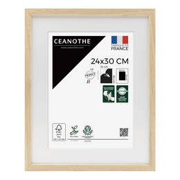 Cadre Photo Alba 24x30 cm  en bois de chêne FSC – Cadre photo avec Verre Acrylique recyclé et Passe-partout intégré - Fabriqué en France - Ceanothe