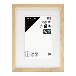 Cadre Photo Alba 15x20 cm  en bois de chêne FSC – Cadre photo avec Verre Acrylique recyclé et Passe-partout intégré - Fabriqué en France - Ceanothe