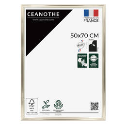 Cadre photo Julia blanc doré 50x70 cm et 50x70 cm - Pour photo et poster A2 et Affiche Poster - Verre acrylique - Fabriqué en France - Ceanothe