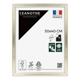 Cadre photo Julia blanc doré 30x40 cm et 30x40 cm - Pour photo et poster A4 - Verre acrylique - Fabriqué en France - Ceanothe