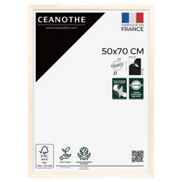 Cadre photo Circée Authentic naturel 50x70 cm et 50x70 cm - Pour photo et poster  - Verre acrylique - Fabriqué en France - Ceanothe