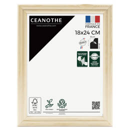 Cadre photo Circée Authentic naturel 18x24 cm et 18x24 cm - Pour photo et poster A5 - Verre acrylique - Fabriqué en France - Ceanothe