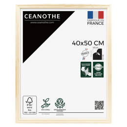 Cadre photo Circée Authentic naturel 40x50 cm et 40x50 cm - Pour photo et poster A3 - Verre acrylique - Fabriqué en France - Ceanothe