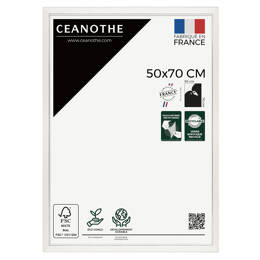 Cadre photo Vittoria blanc 50x70 cm et 50x70 cm - Pour photo et poster A2 et Affiche Poster - Verre acrylique - Fabriqué en France - Ceanothe