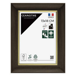 Cadre photo Luna ébène doré 13x18 cm et 13x18 cm - Pour photo et poster A6 et Carte Postale  - Verre acrylique - Fabriqué en France - Ceanothe