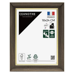Cadre photo Luna ébène doré 18x24 cm et 18x24 cm - Pour photo et poster A5 - Verre acrylique - Fabriqué en France - Ceanothe