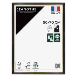 Cadre photo Pandore noir doré 50x70 cm et 50x70 cm - Pour photo et poster A2 et Affiche Poster - Verre acrylique - Fabriqué en France - Ceanothe