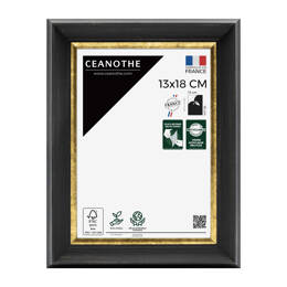 Cadre photo Pandore noir doré 13x18 cm et 13x18 cm - Pour photo et poster A6 et Carte Postale  - Verre acrylique - Fabriqué en France - Ceanothe