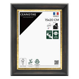 Cadre photo Pandore noir doré 15x20 cm et 15x20 cm - Pour photo et poster A5, A6 et Carte Postale  - Verre acrylique - Fabriqué en France - Ceanothe