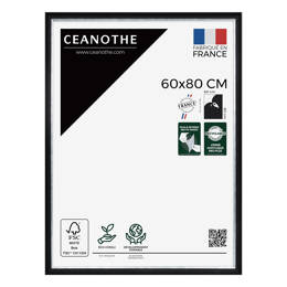 Cadre photo Pandore noir argent 60x80 cm et 60x80 cm - Pour photo et poster A2 et Affiche Poster - Verre acrylique - Fabriqué en France - Ceanothe
