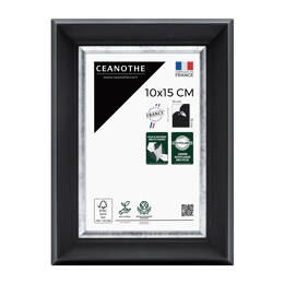Cadre photo Pandore noir argent 10x15 cm et 10x15 cm - Pour photo et poster A6 et Carte Postale  - Verre acrylique - Fabriqué en France - Ceanothe