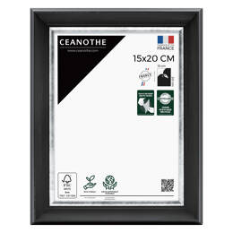 Cadre photo Pandore noir argent 15x20 cm et 15x20 cm - Pour photo et poster A5, A6 et Carte Postale  - Verre acrylique - Fabriqué en France - Ceanothe