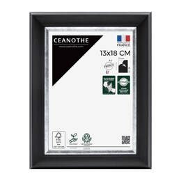 Cadre photo Pandore noir argent 13x18 cm et 13x18 cm - Pour photo et poster A6 et Carte Postale  - Verre acrylique - Fabriqué en France - Ceanothe