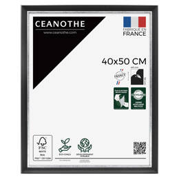 Cadre photo Pandore noir argent 40x50 cm et 40x50 cm - Pour photo et poster A3 - Verre acrylique - Fabriqué en France - Ceanothe