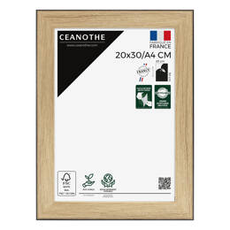 Cadre photo Newton bois noir 20x30 cm et 20x30 cm - Pour photo et poster A4 - Verre acrylique - Fabriqué en France - Ceanothe