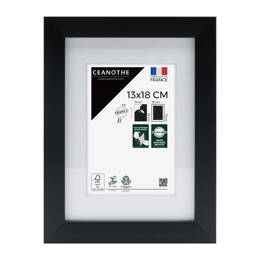 Cadre Photo Milan effet caisse Noir 13x18 cm en bois FSC – Cadre photo avec Verre Acrylique et Passe-partout intégré - Fabriqué en France - Ceanothe