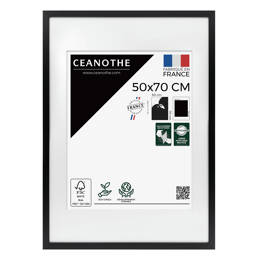 Cadre Photo Milan effet caisse Noir 50x70 cm en bois FSC – Cadre photo avec Verre Acrylique et Passe-partout intégré - Fabriqué en France - Ceanothe