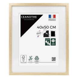 Cadre Photo Milan effet caisse Bois Naturel 40x50 cm en bois FSC – Cadre photo avec Verre Acrylique et Passe-partout intégré - Fabriqué en France - Ce