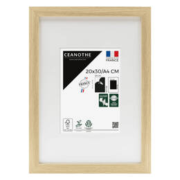 Cadre Photo Milan effet caisse Bois Naturel 20x30 cm en bois FSC – Cadre photo avec Verre Acrylique et Passe-partout intégré - Fabriqué en France - Ce