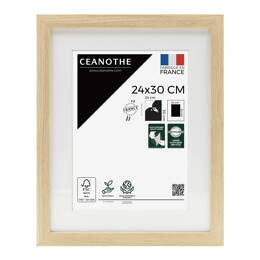 Cadre Photo Milan effet caisse Bois Naturel 24x30 cm en bois FSC – Cadre photo avec Verre Acrylique et Passe-partout intégré - Fabriqué en France - Ce