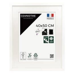 Cadre Photo Milan effet caisse Blanc 40x50 cm en bois FSC – Cadre photo avec Verre Acrylique et Passe-partout intégré - Fabriqué en France - Ceanothe