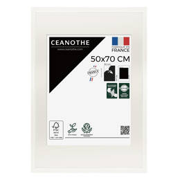 Cadre Photo Milan effet caisse Blanc 50x70 cm en bois FSC – Cadre photo avec Verre Acrylique et Passe-partout intégré - Fabriqué en France - Ceanothe