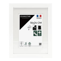 Cadre Photo Milan effet caisse Blanc 18x24 cm en bois FSC – Cadre photo avec Verre Acrylique et Passe-partout intégré - Fabriqué en France - Ceanothe