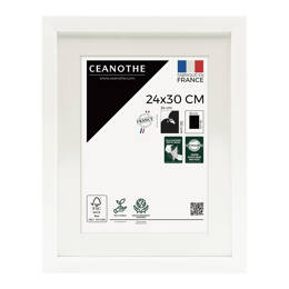 Cadre Photo Milan effet caisse Blanc 24x30 cm en bois FSC – Cadre photo avec Verre Acrylique et Passe-partout intégré - Fabriqué en France - Ceanothe