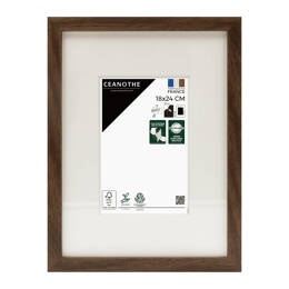 Cadre Photo Wild Brun 18x24 cm en résine recyclé – Cadre photo avec Verre Acrylique et Passe-partout intégré - Fabriqué en France - Ceanothe