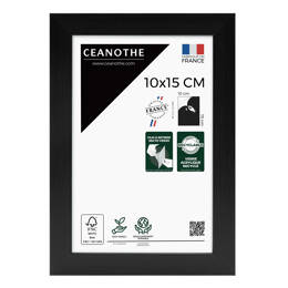Cadre Photo Wild Noir 10x15 cm en résine recyclé – Cadre photo avec Verre Acrylique et Passe-partout intégré - Fabriqué en France - Ceanothe