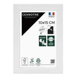 Cadre Photo Wild Blanc 10x15 cm en résine recyclé – Cadre photo avec Verre Acrylique et Passe-partout intégré - Fabriqué en France - Ceanothe