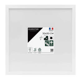 Cadre Photo Wild Blanc 30x30 cm en résine recyclé – Cadre photo avec Verre Acrylique et Passe-partout intégré - Fabriqué en France - Ceanothe
