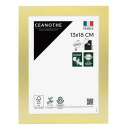 Cadre Photo Precious Doré 13X18 cm en résine recyclée avec Verre Acrylique – Cadre pour Photo, Affiche et Poster - Fabriqué en France - Ceanothe