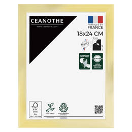 Cadre Photo Precious Doré 18X24 cm en résine recyclée avec Verre Acrylique – Cadre pour Photo, Affiche et Poster - Fabriqué en France - Ceanothe