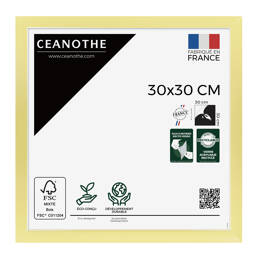 Cadre Photo Precious Doré 30X30 cm en résine recyclée avec Verre Acrylique – Cadre pour Photo, Affiche et Poster - Fabriqué en France - Ceanothe