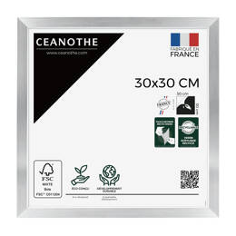 Cadre Photo Precious Acier 30x30 cm en résine recyclée avec Verre Acrylique – Cadre pour Photo, Affiche et Poster - Fabriqué en France - Ceanothe