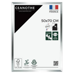 Cadre Photo Precious Acier 50x70 cm en résine recyclée avec Verre Acrylique – Cadre pour Photo, Affiche et Poster - Fabriqué en France - Ceanothe