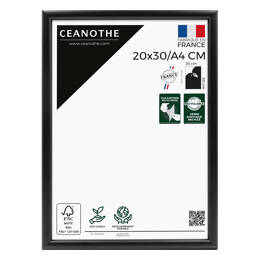 Cadre Photo Noir 20x30 cm/A4 pour exposition – Cadre avec Verre Acrylique pour Photo, Affiche ou Poster à exposer - Fabriqué en France - Ceanothe