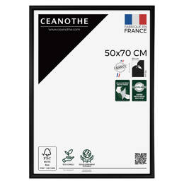 Cadre Photo Noir 50x70 cm pour exposition – Cadre avec Verre Acrylique pour Photo, Affiche ou Poster à exposer - Fabriqué en France - Ceanothe