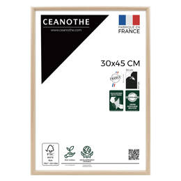 Cadre Photo  Bois Clair Naturel 30x45 cm pour exposition – Cadre avec Verre Acrylique pour Photo, Affiche ou Poster à exposer - Fabriqué en France - Ceanothe
