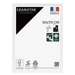 Cadre Photo Blanc 50x70 cm pour exposition – Cadre avec Verre Acrylique pour Photo, Affiche ou Poster à exposer - Fabriqué en France - Ceanothe