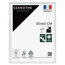 Cadre Photo Blanc 30x40 cm pour exposition – Cadre avec Verre Acrylique pour Photo, Affiche ou Poster à exposer - Fabriqué en France - Ceanothe