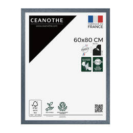 Cadre photo Karma gris bleuté 60x80 cm et 60x80 cm - Pour photo et poster A2 et Affiche Poster - Verre acrylique - Fabriqué en France - Ceanothe