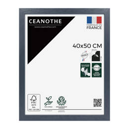 Cadre photo Karma gris bleuté 40x50 cm et 40x50 cm - Pour photo et poster A3 - Verre acrylique - Fabriqué en France - Ceanothe